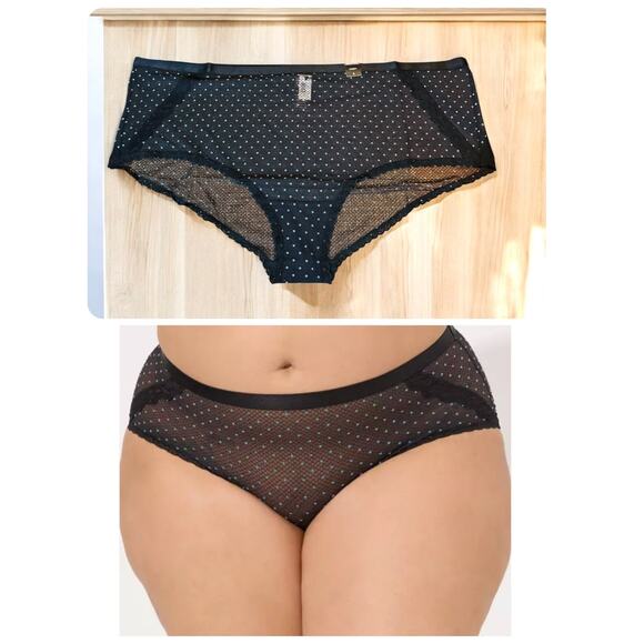 Torrid 6 (6X 30) Sexy Black Dot Mesh Sheer Mid Rise Cheeky Panty Panties New - Picture 1 of 3